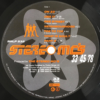 Stereo MC's LP 33 45 78 Island BRLP 532 label 1
